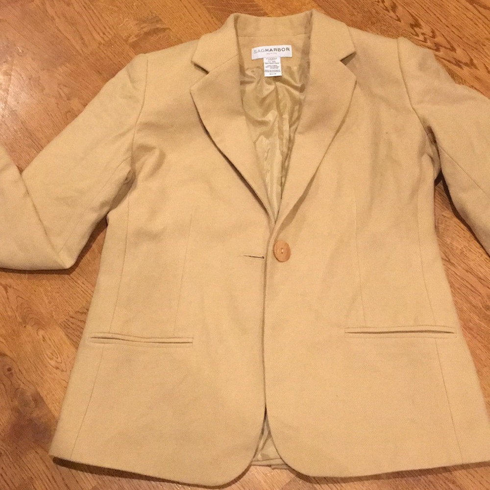 Sag Harbor tan wool blazer size 8 petite